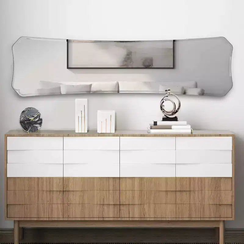 Specchio da Parete Rotondo Senza Cornice, Color Oro Champagne, 90 cm – 1 Persona