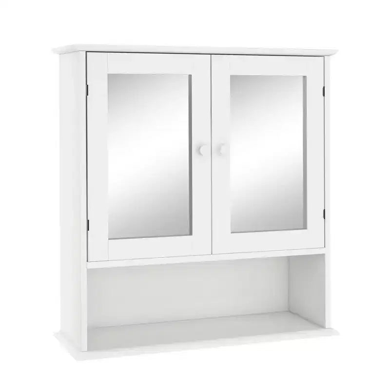 Pensile da bagno a specchio a doppia anta bianco