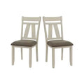 Simple Relax Set of 2 Fabric Dining Chairs with Slatted Backrest in Grey and White