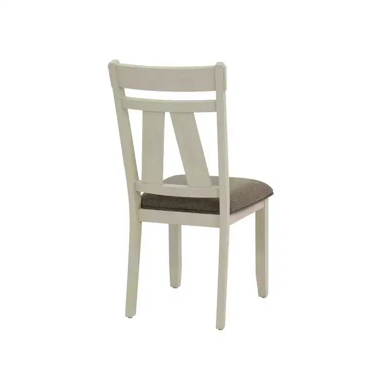 Sedia da pranzo senza braccioli imbottita grigio e bianco, set da 2
