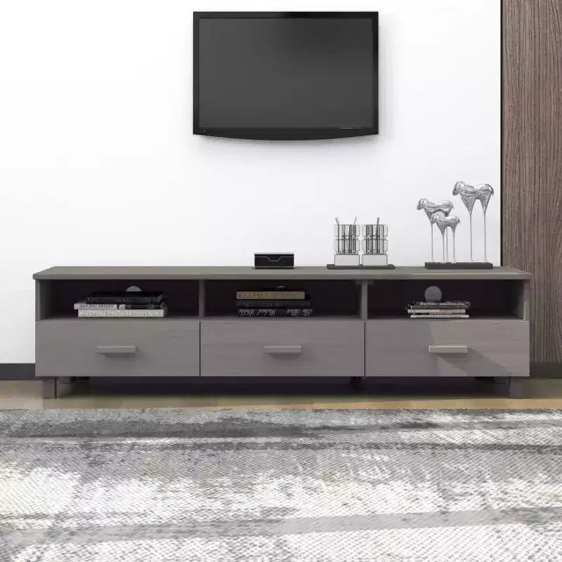 Mobile TV grigio chiaro a 3 cassetti con ante scorrevoli – Adatto per TV fino a 33"