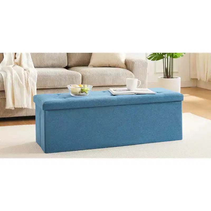 Panca/Contenitore Pieghevole in Lino Nero/Grigio/Grigio Scuro/Blu – 1 Posto, 4 Misure