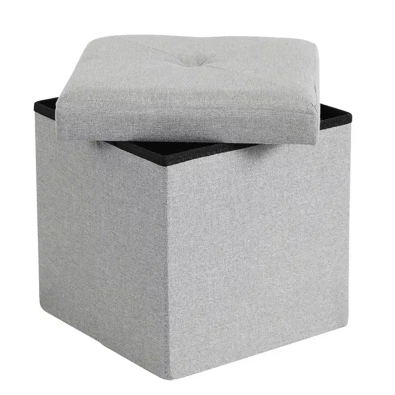 Panca/Contenitore Pieghevole in Lino Nero/Grigio/Grigio Scuro/Blu – 1 Posto, 4 Misure