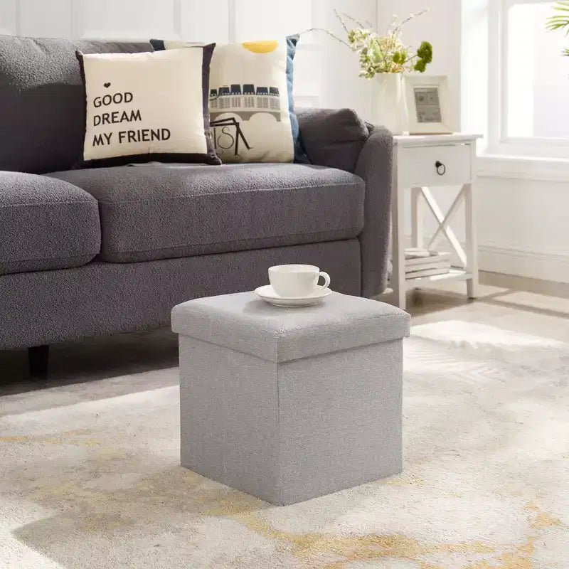 Panca/Contenitore Pieghevole in Lino Nero/Grigio/Grigio Scuro/Blu – 1 Posto, 4 Misure