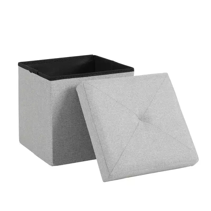 Panca/Contenitore Pieghevole in Lino Nero/Grigio/Grigio Scuro/Blu – 1 Posto, 4 Misure