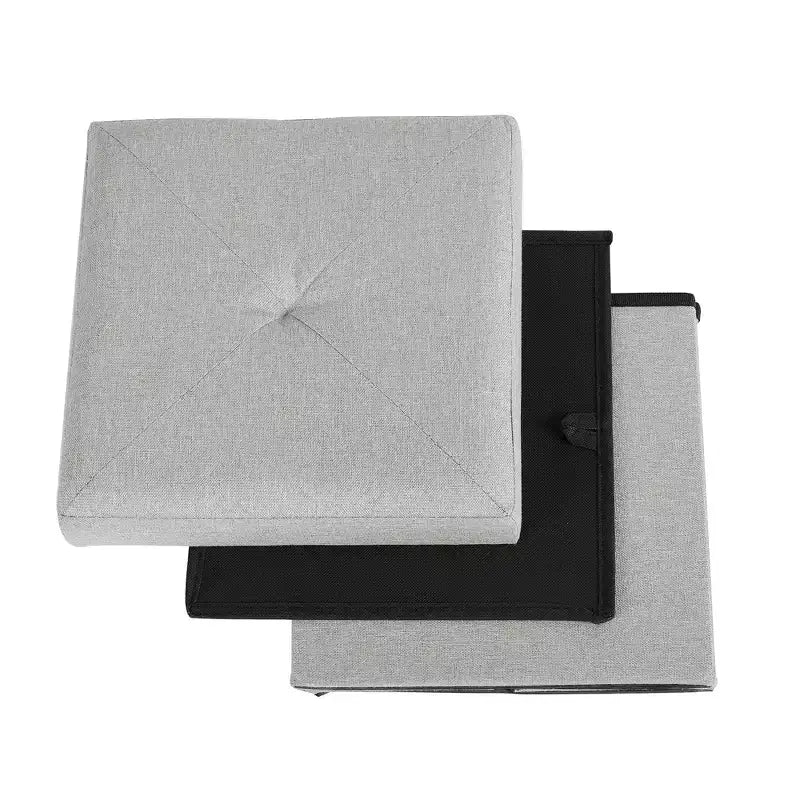 Panca/Contenitore Pieghevole in Lino Nero/Grigio/Grigio Scuro/Blu – 1 Posto, 4 Misure