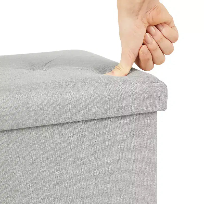 Panca/Contenitore Pieghevole in Lino Nero/Grigio/Grigio Scuro/Blu – 1 Posto, 4 Misure
