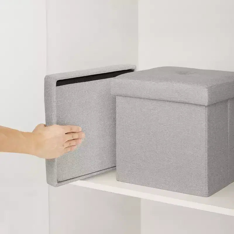 Panca/Contenitore Pieghevole in Lino Nero/Grigio/Grigio Scuro/Blu – 1 Posto, 4 Misure