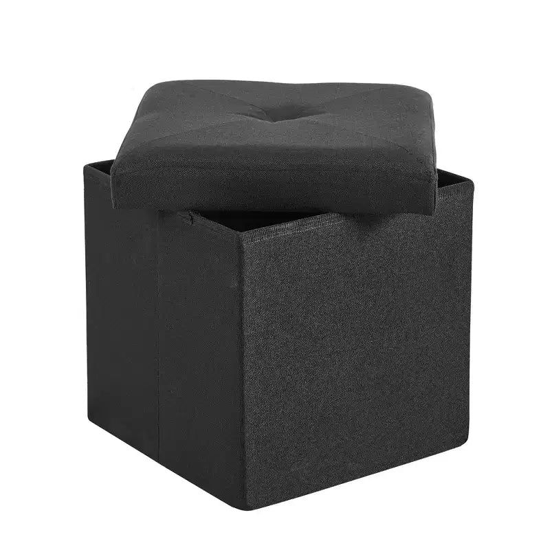 Panca/Contenitore Pieghevole in Lino Nero/Grigio/Grigio Scuro/Blu – 1 Posto, 4 Misure