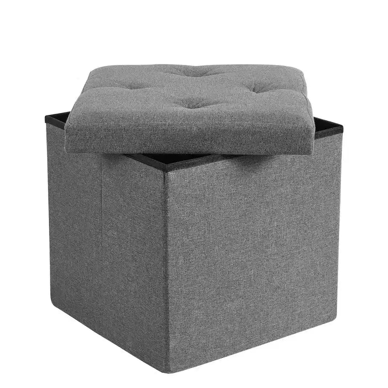 Panca/Contenitore Pieghevole in Lino Nero/Grigio/Grigio Scuro/Blu – 1 Posto, 4 Misure