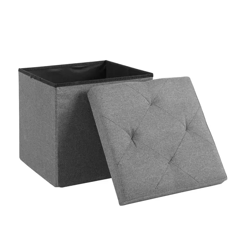 Panca/Contenitore Pieghevole in Lino Nero/Grigio/Grigio Scuro/Blu – 1 Posto, 4 Misure