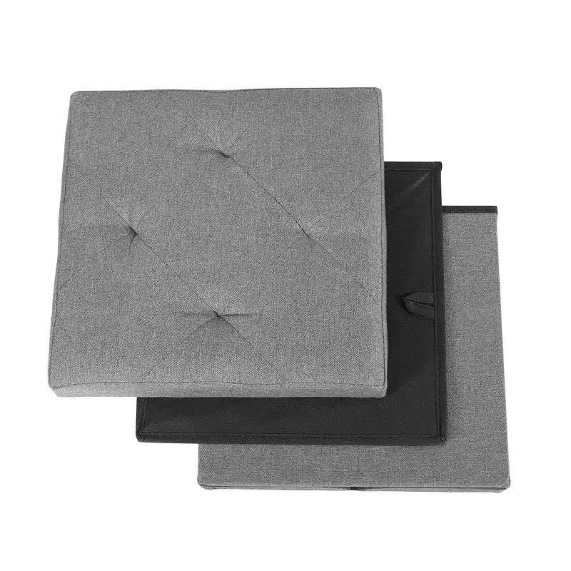 Panca/Contenitore Pieghevole in Lino Nero/Grigio/Grigio Scuro/Blu – 1 Posto, 4 Misure