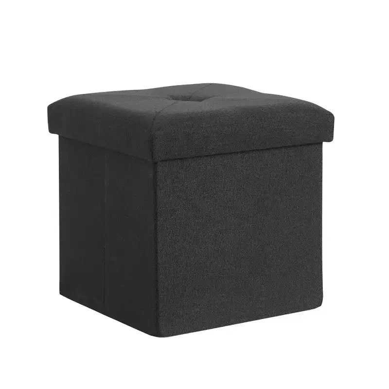 Panca/Contenitore Pieghevole in Lino Nero/Grigio/Grigio Scuro/Blu – 1 Posto, 4 Misure