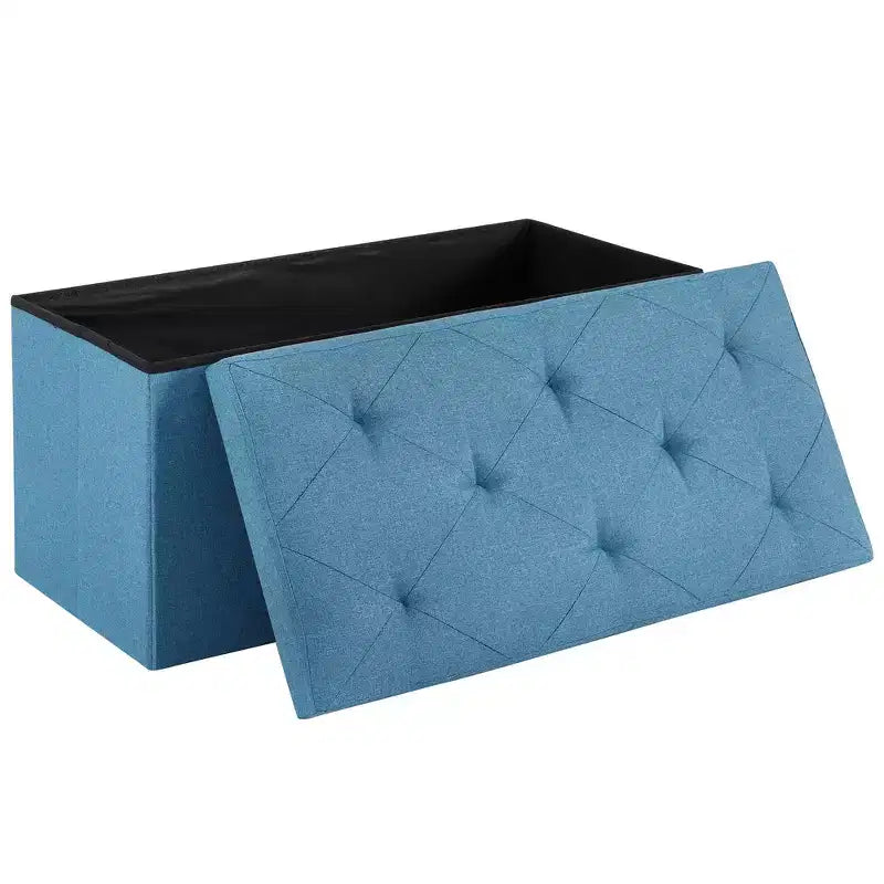 Panca/Contenitore Pieghevole in Lino Nero/Grigio/Grigio Scuro/Blu – 1 Posto, 4 Misure
