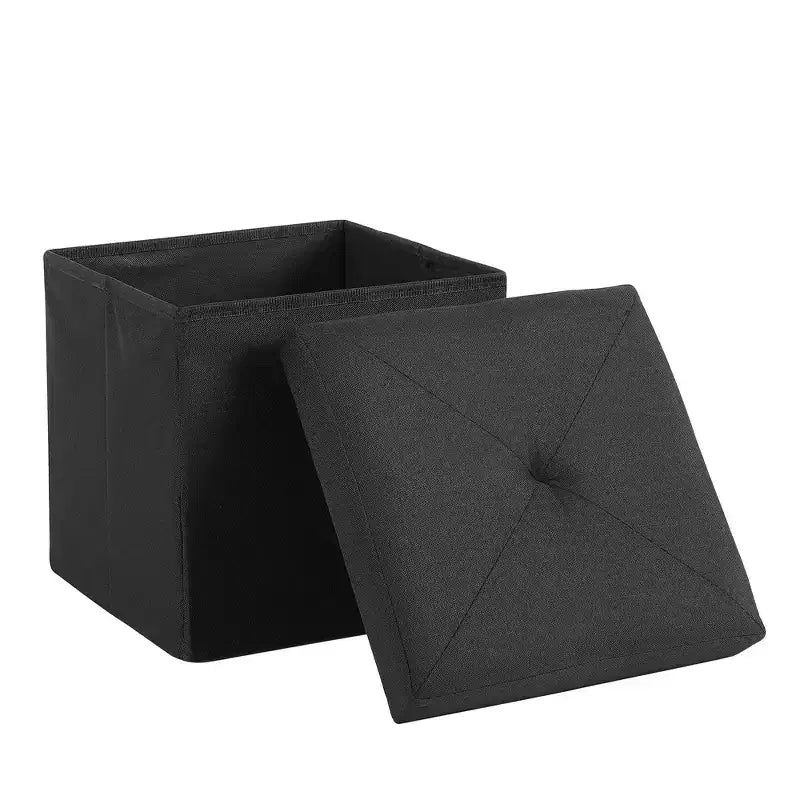 Panca/Contenitore Pieghevole in Lino Nero/Grigio/Grigio Scuro/Blu – 1 Posto, 4 Misure
