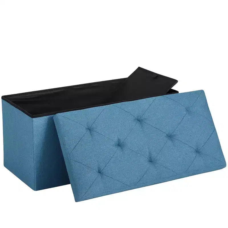 Panca/Contenitore Pieghevole in Lino Nero/Grigio/Grigio Scuro/Blu – 1 Posto, 4 Misure