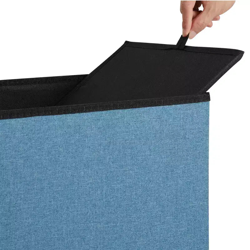 Panca/Contenitore Pieghevole in Lino Nero/Grigio/Grigio Scuro/Blu – 1 Posto, 4 Misure