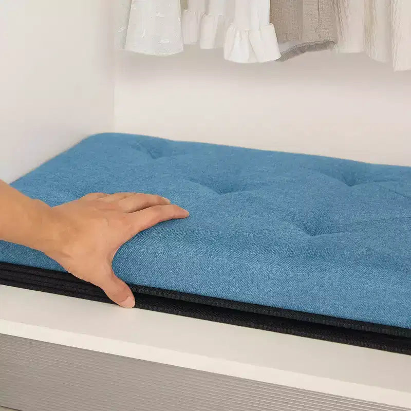 Panca/Contenitore Pieghevole in Lino Nero/Grigio/Grigio Scuro/Blu – 1 Posto, 4 Misure
