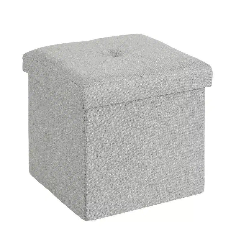 Panca/Contenitore Pieghevole in Lino Nero/Grigio/Grigio Scuro/Blu – 1 Posto, 4 Misure