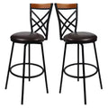eHemco Swivel Metal Kitchen Counter Barstool with Double X Back Upholstered Faux Leather Seat, Espresso and Black, Set of 2