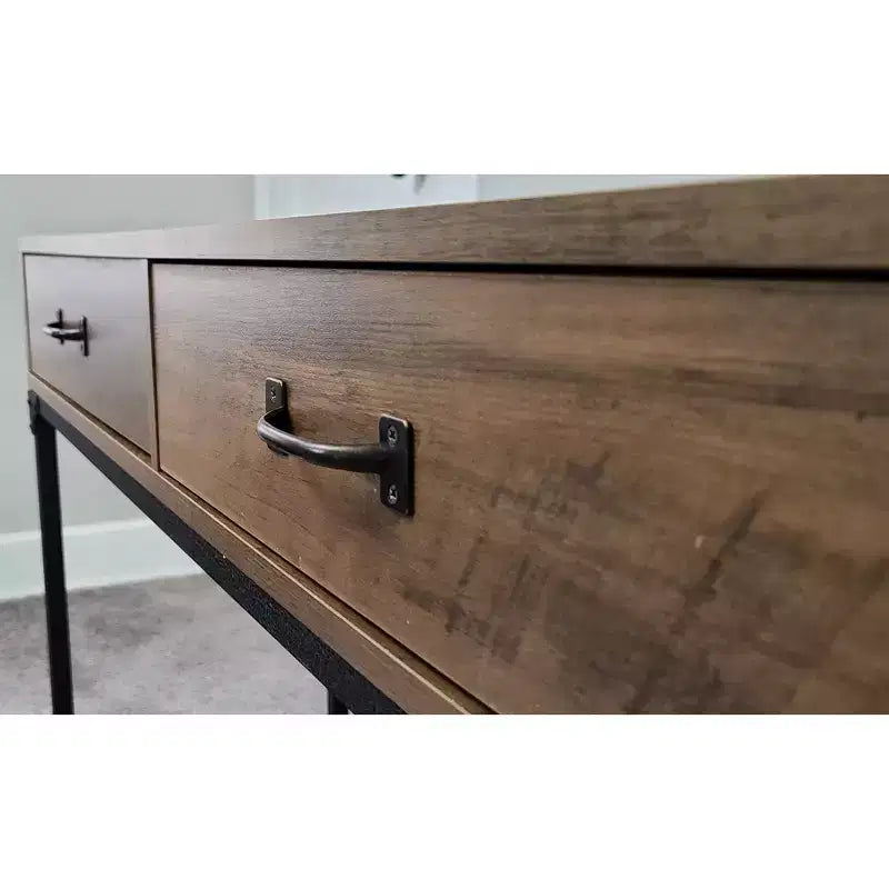 Console rettangolare nera e marrone con cassetti