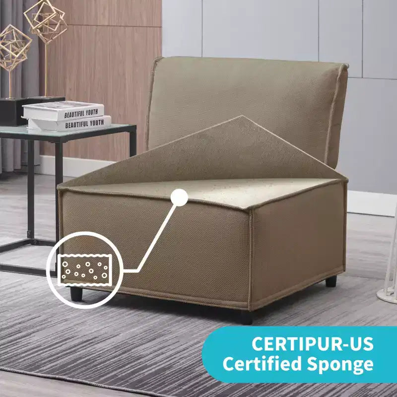 Divano Sezionale Modulare a U/L Beige/Marrone/Grigio Scuro/Grigio Chiaro con Pouf, Divano Letto Convertibile a 4-6 Posti