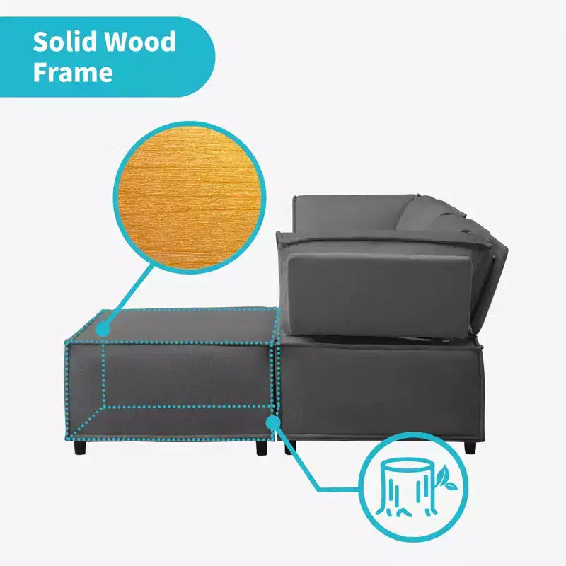 Divano Sezionale Modulare a U/L Beige/Marrone/Grigio Scuro/Grigio Chiaro con Pouf, Divano Letto Convertibile a 4-6 Posti