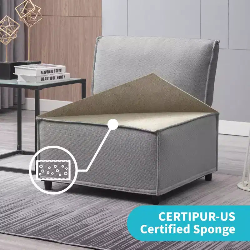 Divano Sezionale Modulare a U/L Beige/Marrone/Grigio Scuro/Grigio Chiaro con Pouf, Divano Letto Convertibile a 4-6 Posti