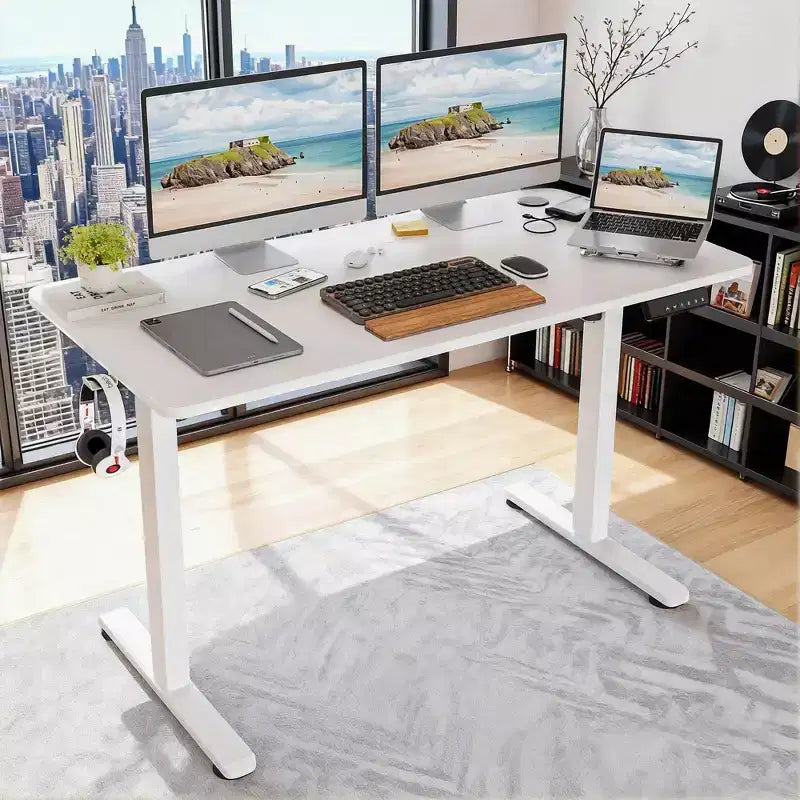 Scrivania elettrica bianca regolabile in altezza, 122x61 cm, monoposto