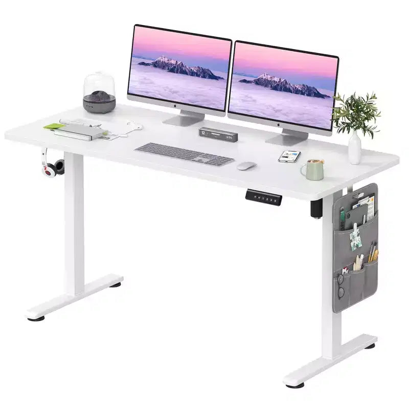 Scrivania elettrica bianca regolabile in altezza, 122x61 cm, monoposto