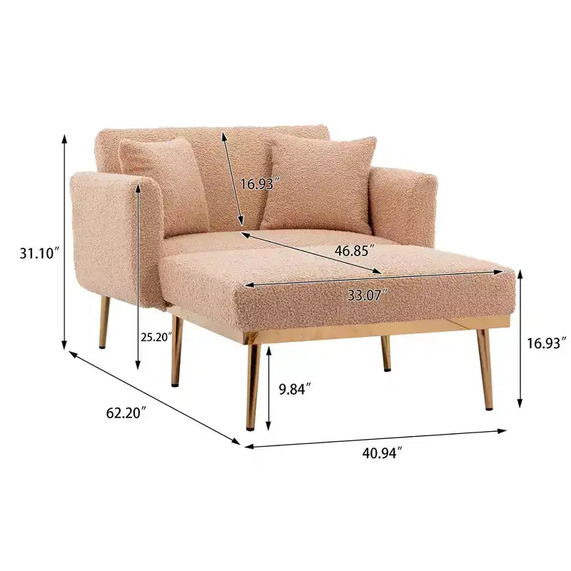 Chaise Longue Rivestita in Lino, Schienale Regolabile, 1 Posto