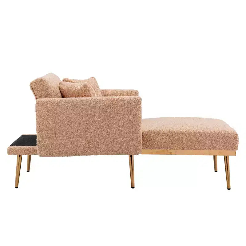 Chaise Longue Rivestita in Lino, Schienale Regolabile, 1 Posto