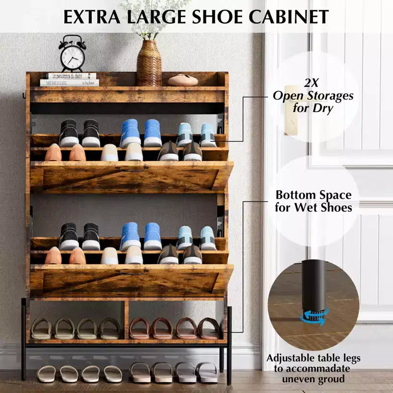 Scarpiera stretta bicolore (bianco e nero) o effetto retrò con 2 ante a ribalta – Contiene 16 paia di scarpe, utilizzo singolo