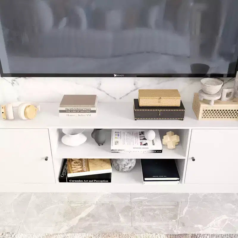 Mobile TV - Nero/Bianco, Stile Moderno, Adatto per TV fino a 56"