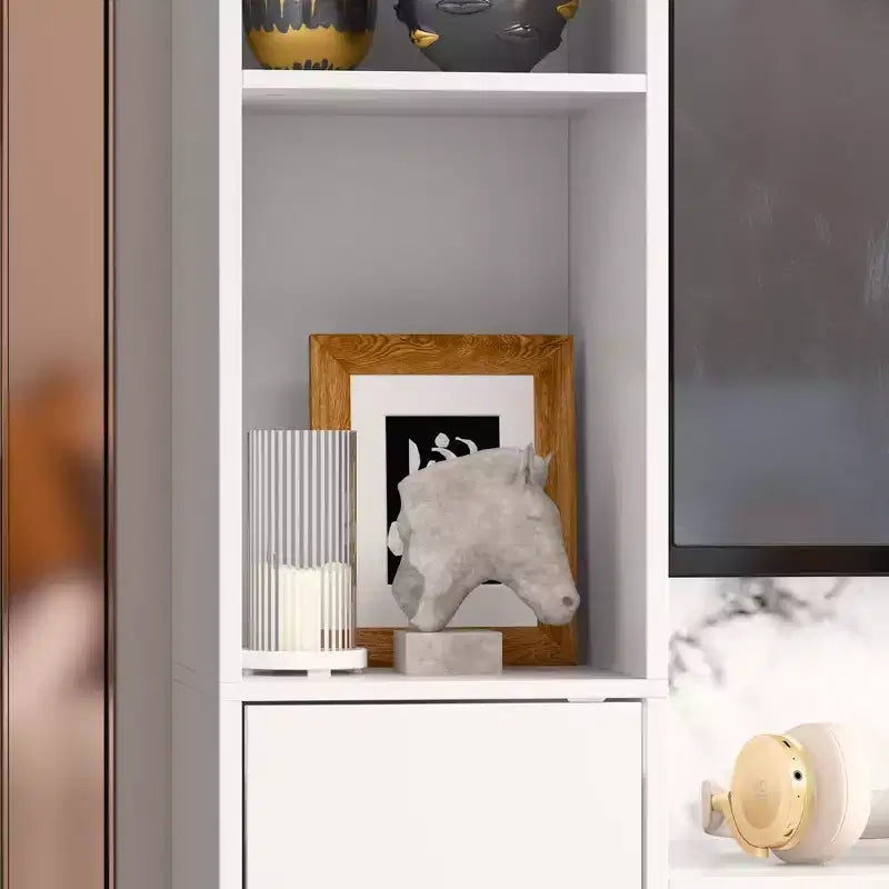 Mobile TV - Nero/Bianco, Stile Moderno, Adatto per TV fino a 56"