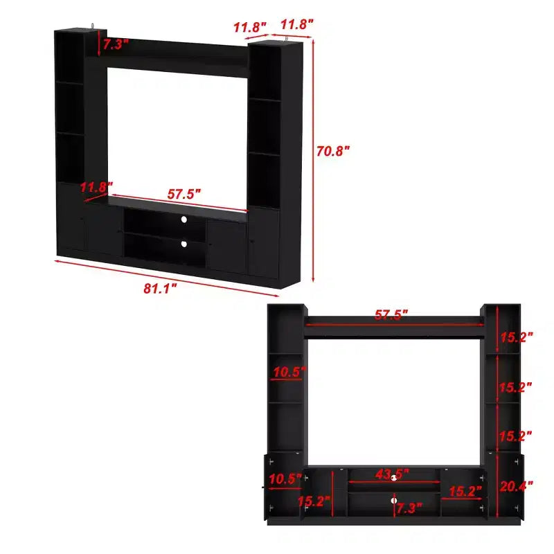Mobile TV - Nero/Bianco, Stile Moderno, Adatto per TV fino a 56"