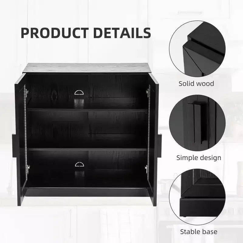 Mobiletto accentato nero/legno naturale con ante, libreria alta autoportante per piccoli spazi