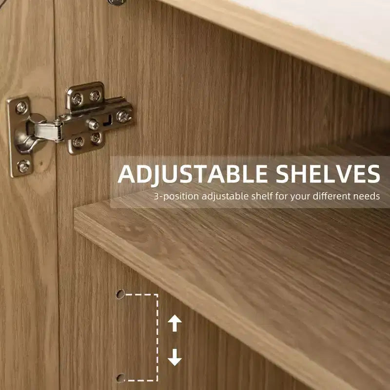 Mobiletto accentato nero/legno naturale con ante, libreria alta autoportante per piccoli spazi