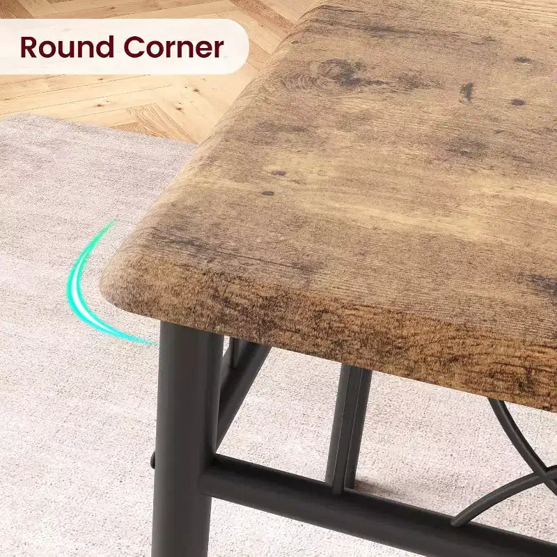 Set tavolo da pranzo rettangolare per 4 con sedie – Grigio / Retrò, Seduta imbottita o in legno