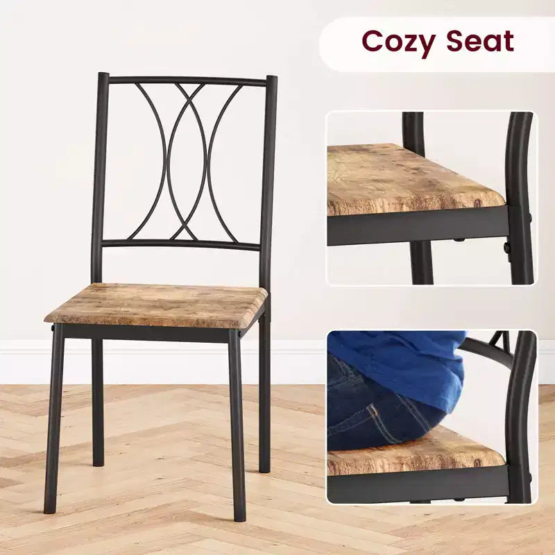 Set tavolo da pranzo rettangolare per 4 con sedie – Grigio / Retrò, Seduta imbottita o in legno