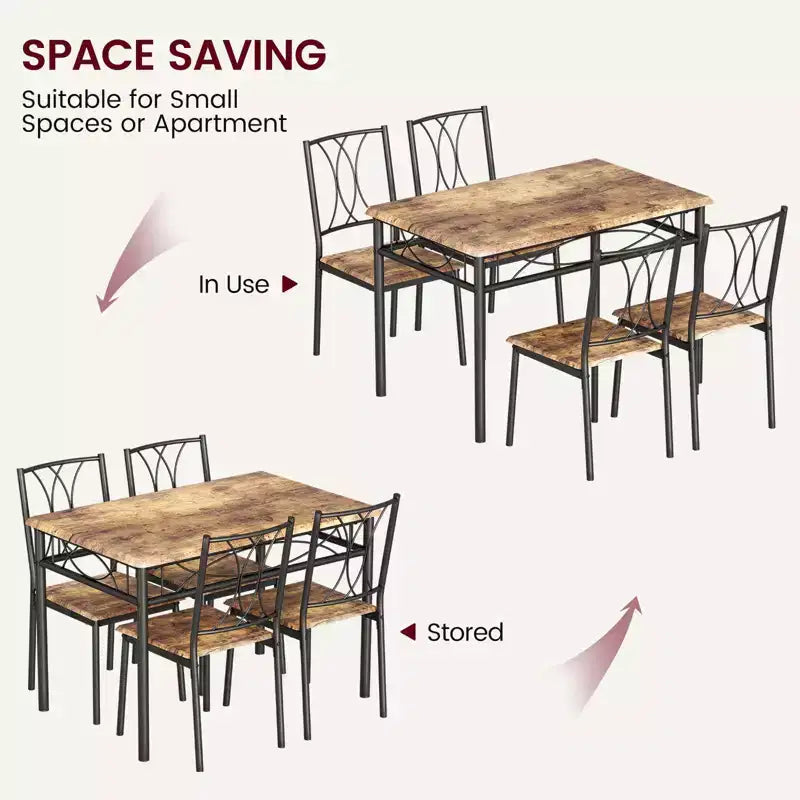 Set tavolo da pranzo rettangolare per 4 con sedie – Grigio / Retrò, Seduta imbottita o in legno