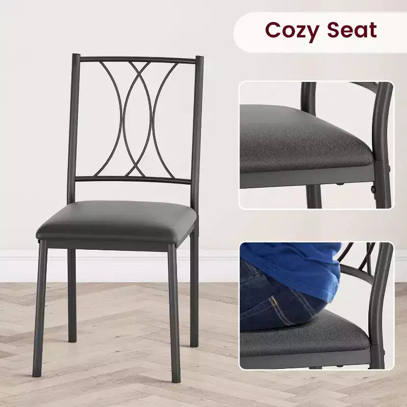 Set tavolo da pranzo rettangolare per 4 con sedie – Grigio / Retrò, Seduta imbottita o in legno