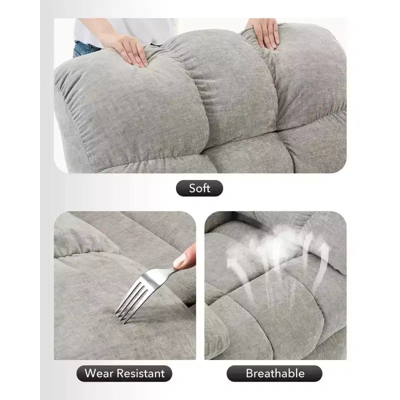 Poltrona reclinabile girevole a dondolo imbottita beige/grigia, sedile singolo