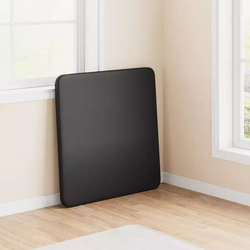 Tavolo pieghevole quadrato beige/nero/grigio, piano imbottito in PU, 4 posti