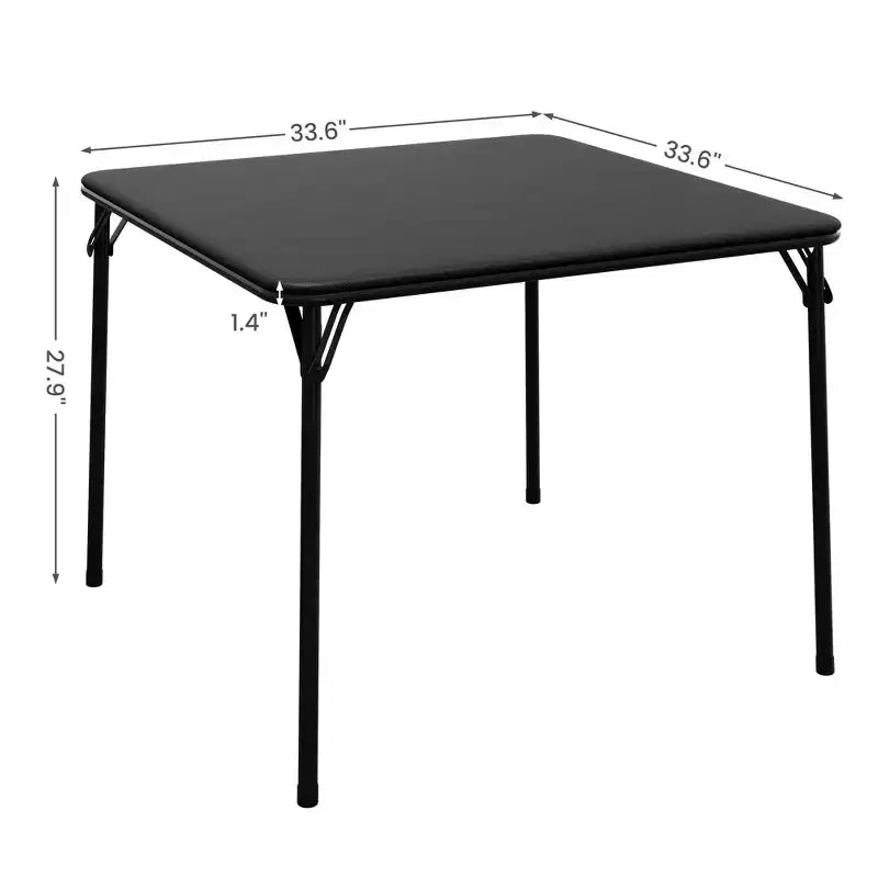 Tavolo pieghevole quadrato beige/nero/grigio, piano imbottito in PU, 4 posti