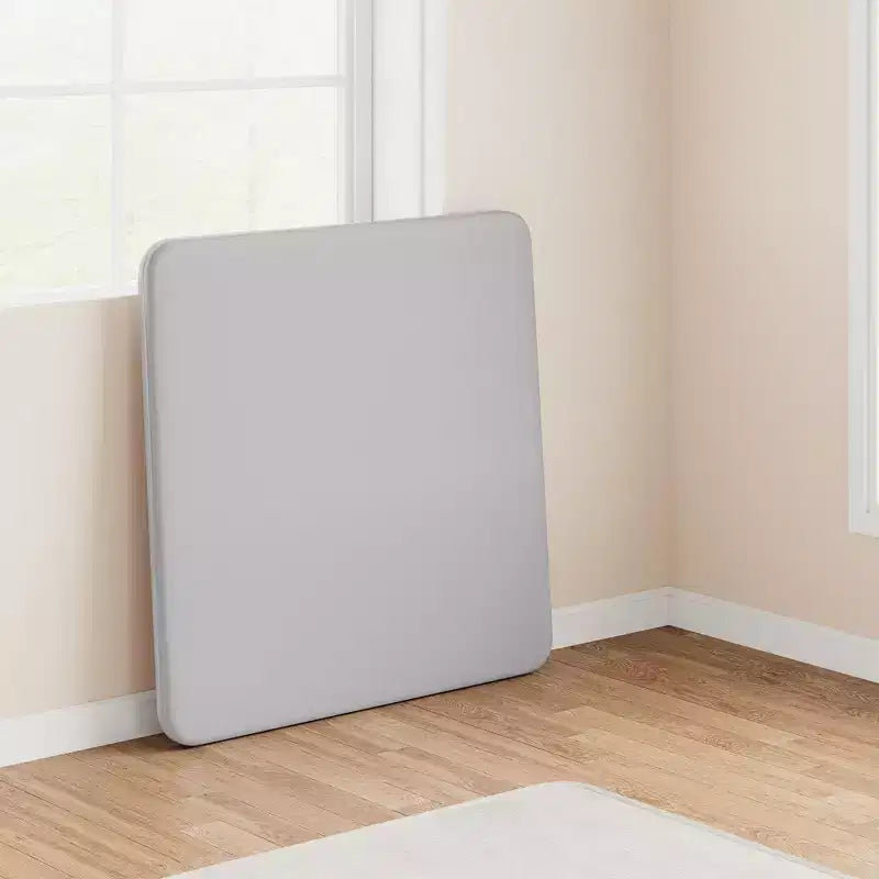 Tavolo pieghevole quadrato beige/nero/grigio, piano imbottito in PU, 4 posti