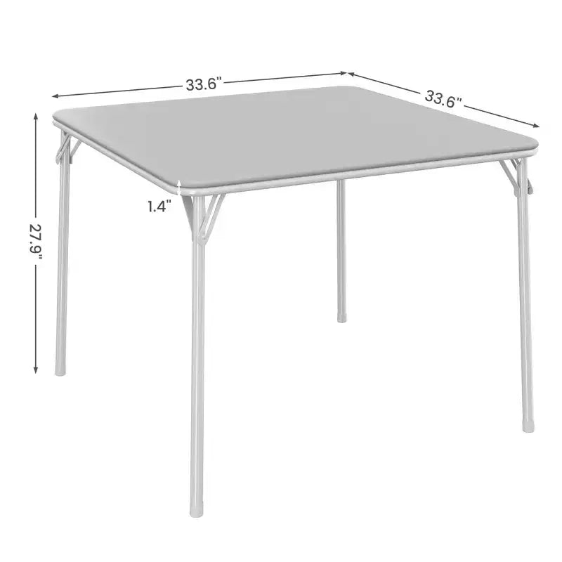Tavolo pieghevole quadrato beige/nero/grigio, piano imbottito in PU, 4 posti