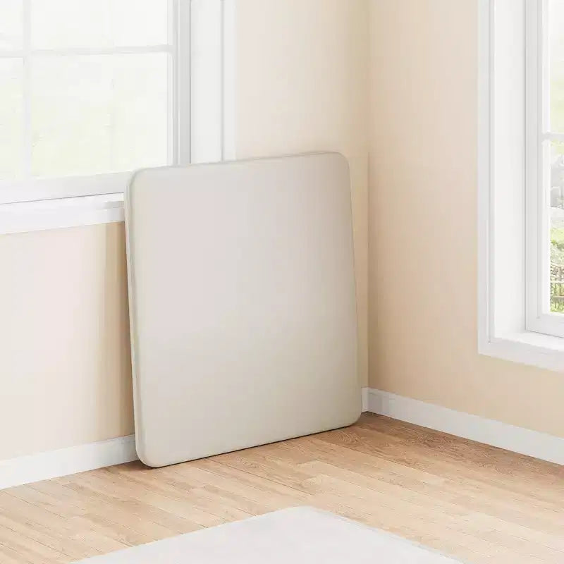 Tavolo pieghevole quadrato beige/nero/grigio, piano imbottito in PU, 4 posti