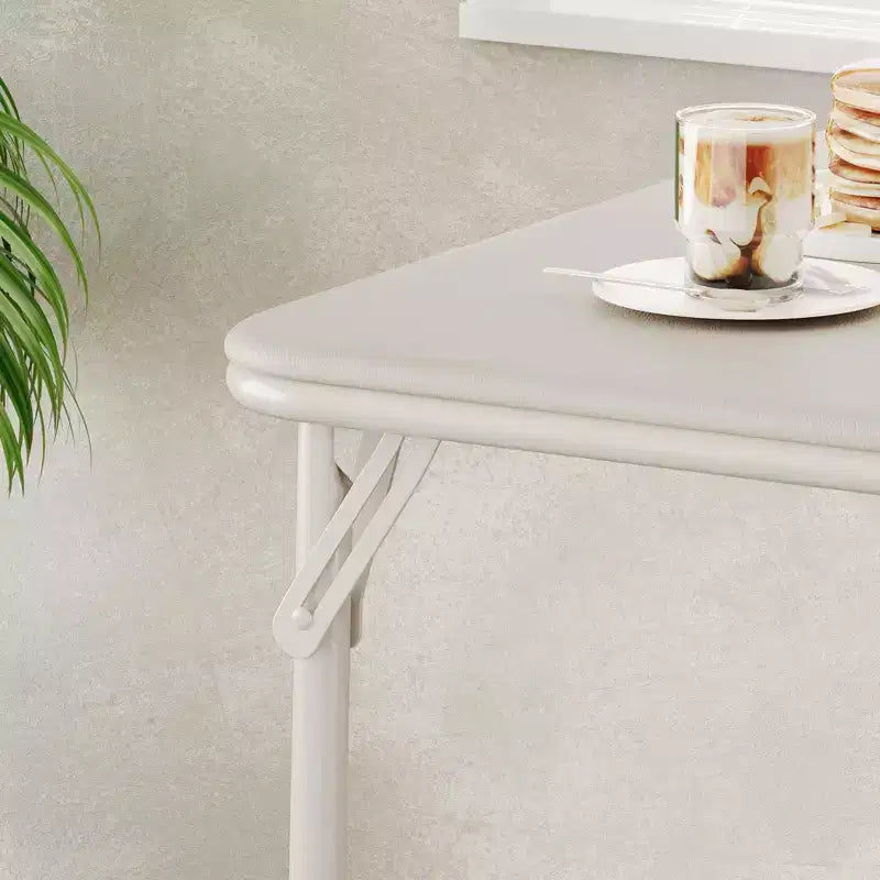 Tavolo pieghevole quadrato beige/nero/grigio, piano imbottito in PU, 4 posti
