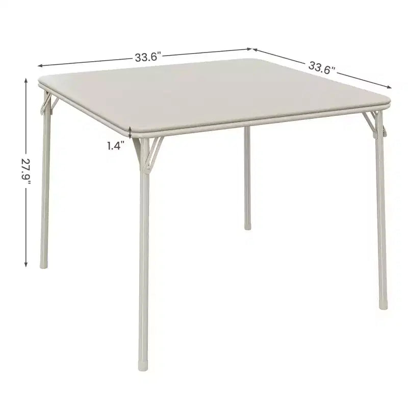 Tavolo pieghevole quadrato beige/nero/grigio, piano imbottito in PU, 4 posti